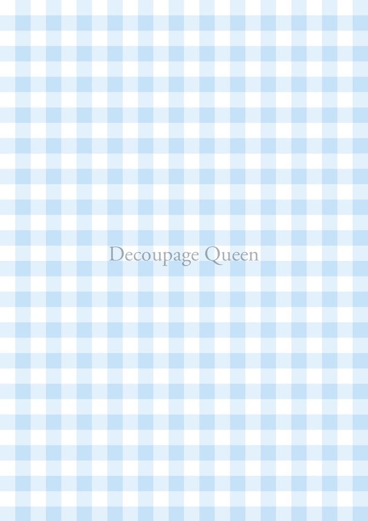 Decoupage Queen Blue Gingham Rice Paper A3-11.7 x 16.5 in-BluebirdMercantile