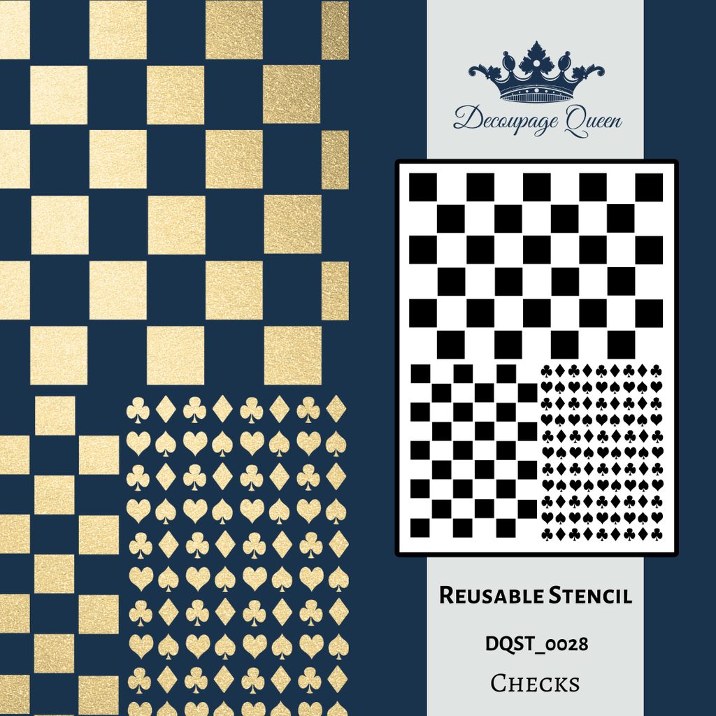 Decoupage Queen Check Mate A4 Stencil 8 x 11.7 in-BluebirdMercantile