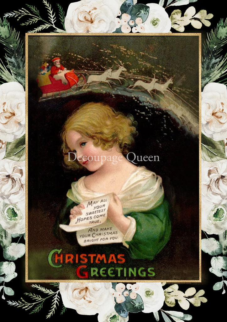 Decoupage Queen Joyful Christmas Greetings rice paper A3 11.7 x 16.5 in-BluebirdMercantile