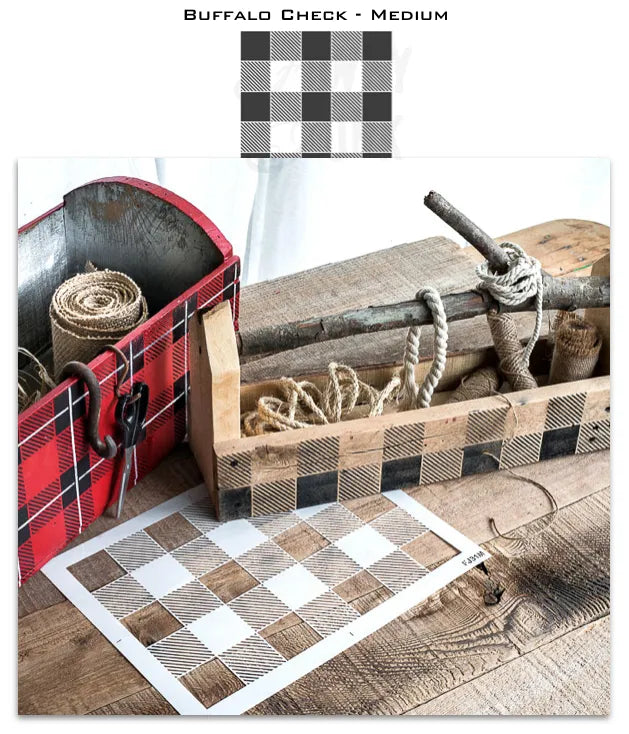 Funky Junk Medium Buffalo Plaid Stencil 10 x 14 inches-BluebirdMercantile