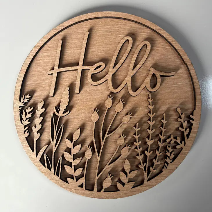 Hello Wildflower Plaque Door Hanger kit includes 3 paint colors-BluebirdMercantile