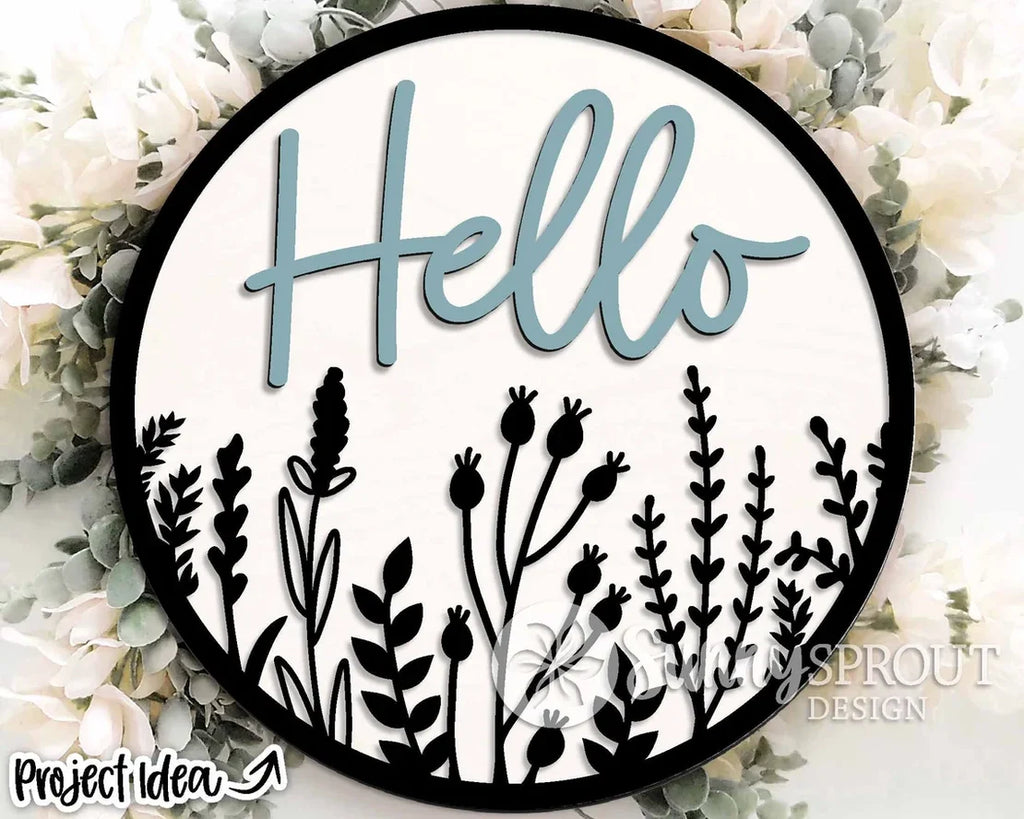 Hello Wildflower Plaque Door Hanger kit includes 3 paint colors-BluebirdMercantile