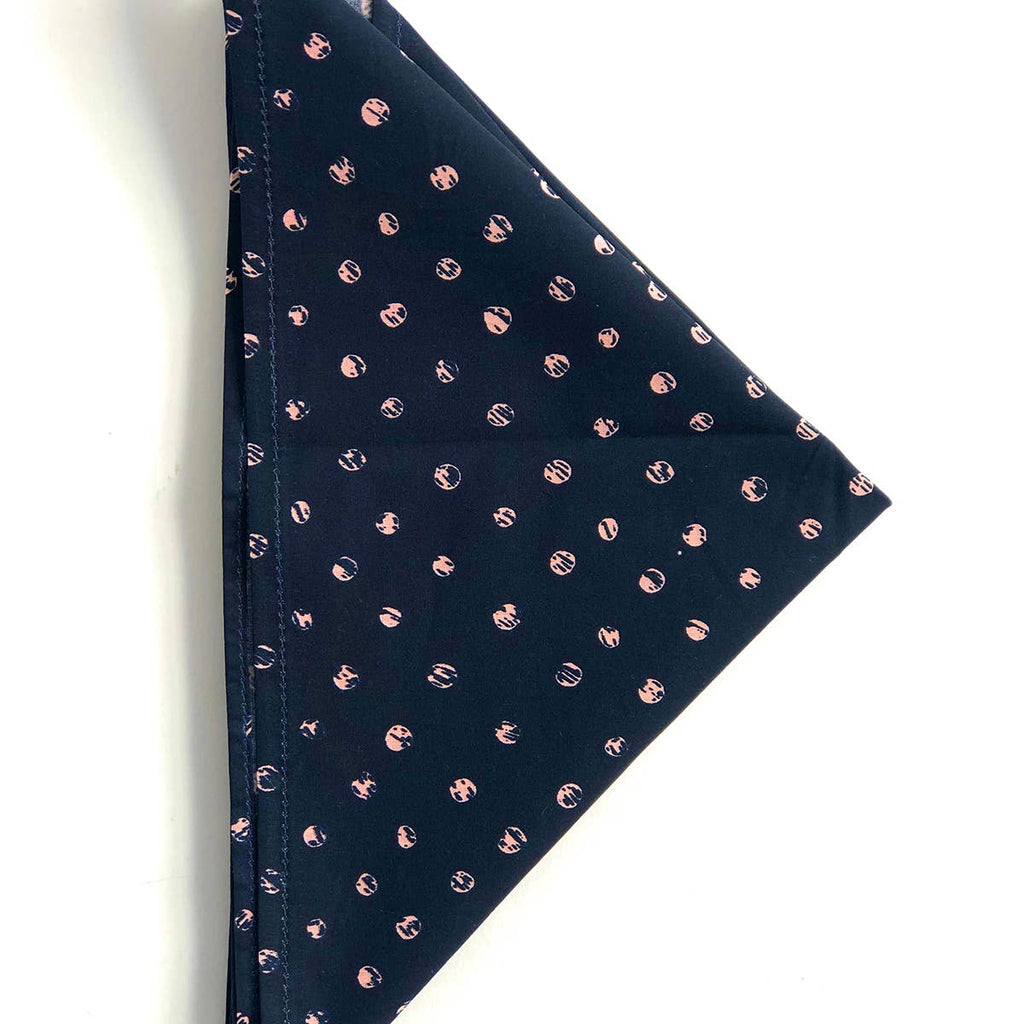 Hemlock Goods now HANKER Monroe #24 Bandana 23 x 23 100% cotton Navy Pink circles-BluebirdMercantile