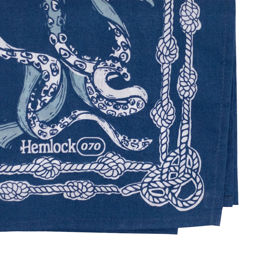 Hemlock Goods  now HANKER Nautilus # 70 Premium Cotton Handmade Bandana blue octopus ropes-BluebirdMercantile