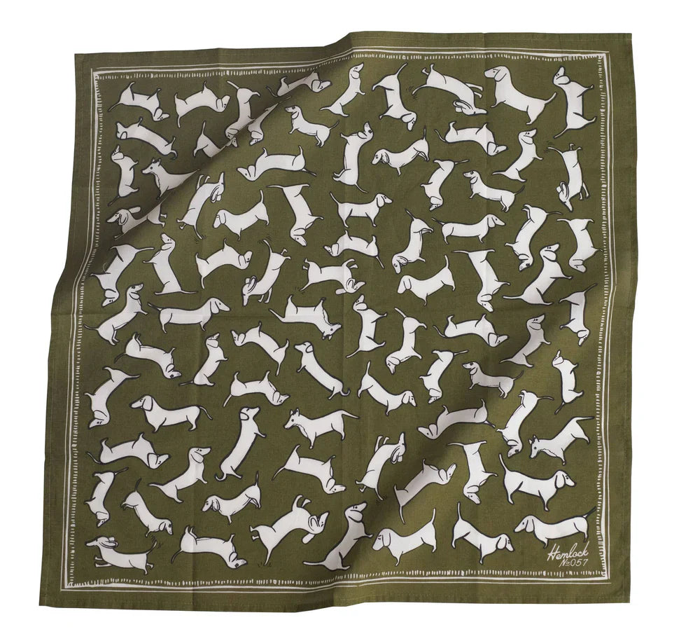 Hemlock Goods now HANKER Trixie # 57 dachshunds puppies wiener dogs Premium Cotton Handmade Bandana-BluebirdMercantile