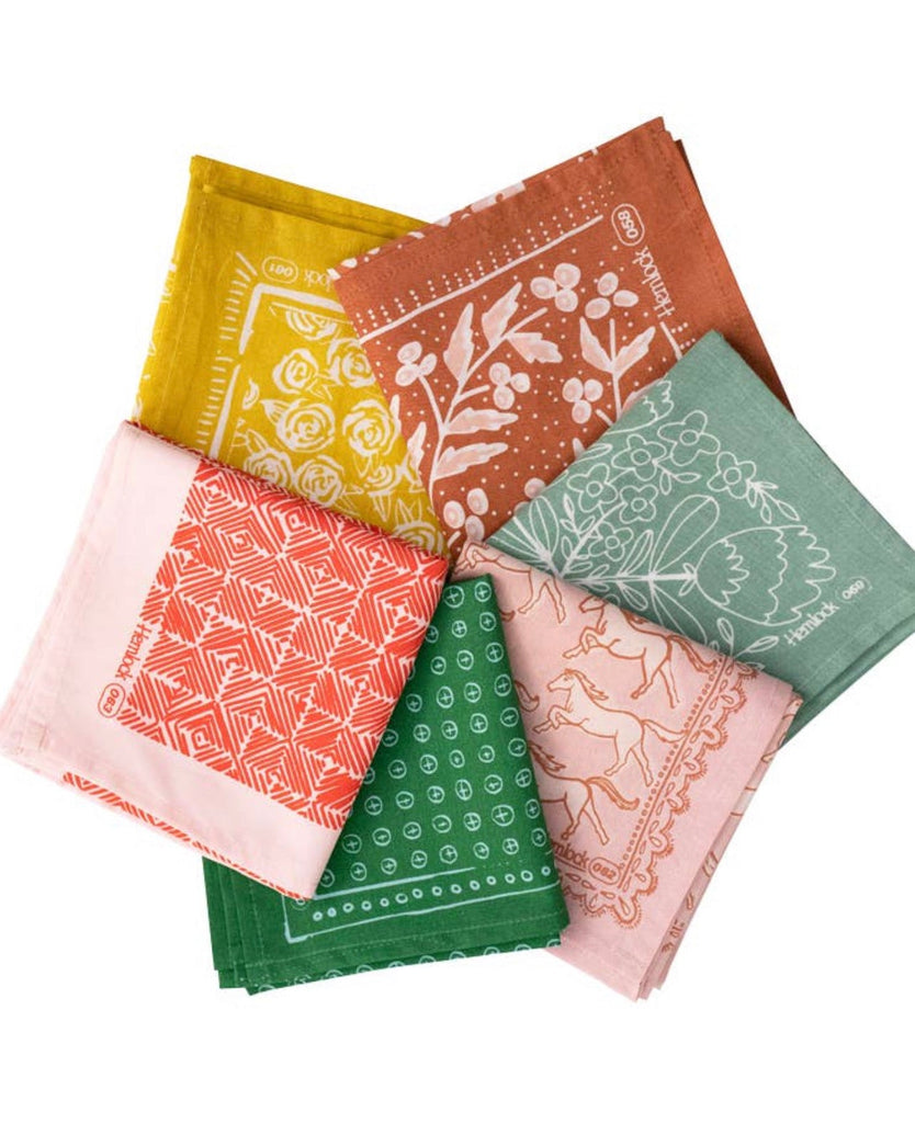 Hemlock Goods Pretty Poison Series no. 6 Collection Bandanas your choice 100% cotton, Terra, Ivy, Pills, Rosehips, Horses, Poison-BluebirdMercantile