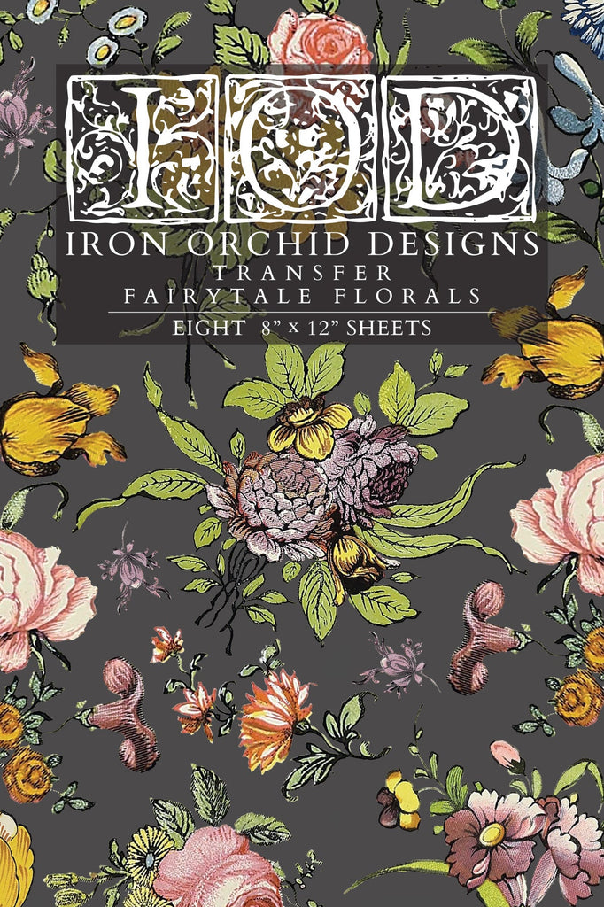 Iron Orchid Design Fairytale Florals Transfer Pad 8 -12 x 16 in sheets-BluebirdMercantile