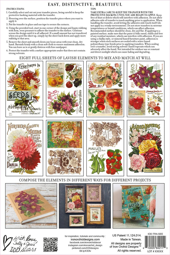 Iron Orchid Design Seed Catalogue Transfer Pad 8 -8 x 10 in sheets-BluebirdMercantile