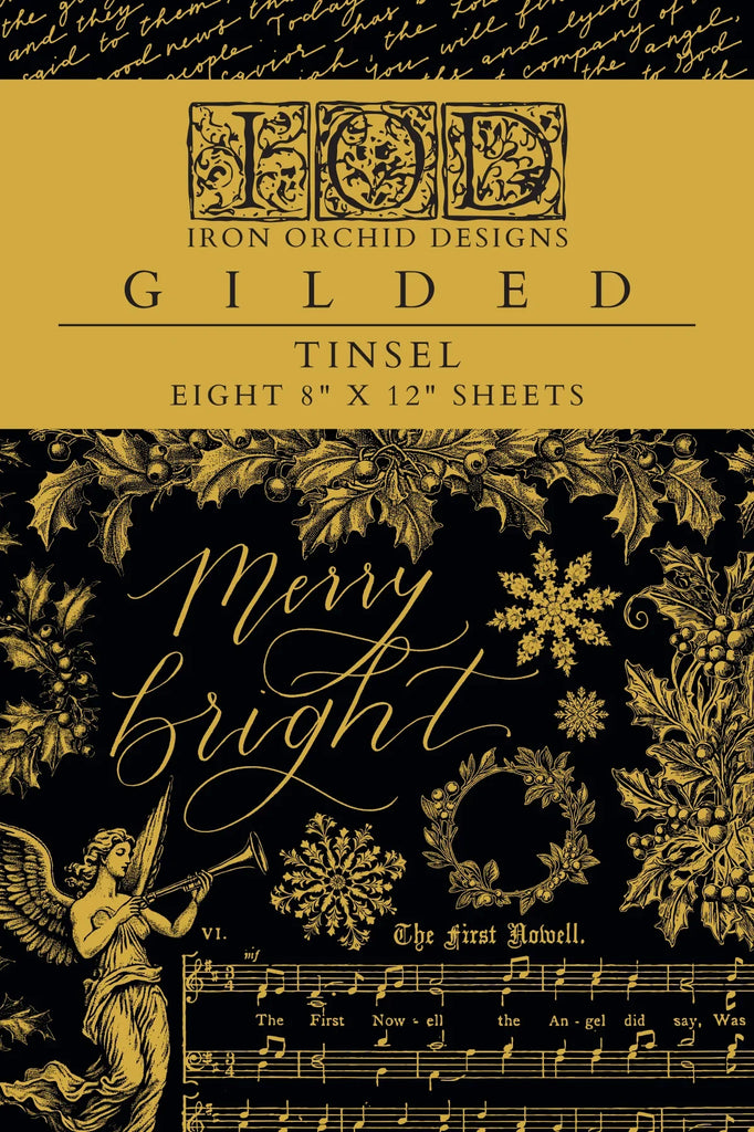 Iron Orchid Design Tinsel 8 pages 8x12 Pad™ Gold Foil DECOR TRANSFER™ Limited Edition - Foil Decor Transfer