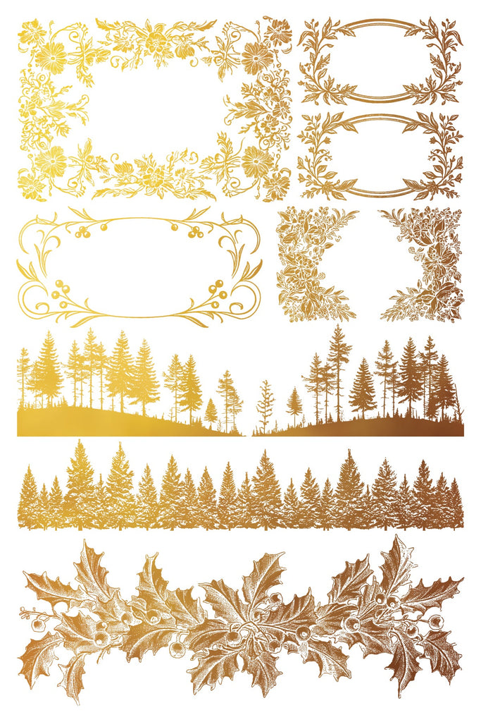 Iron Orchid Design Tinsel 8 pages 8x12 Pad™ Gold Foil DECOR TRANSFER™ Limited Edition - Foil Decor Transfer