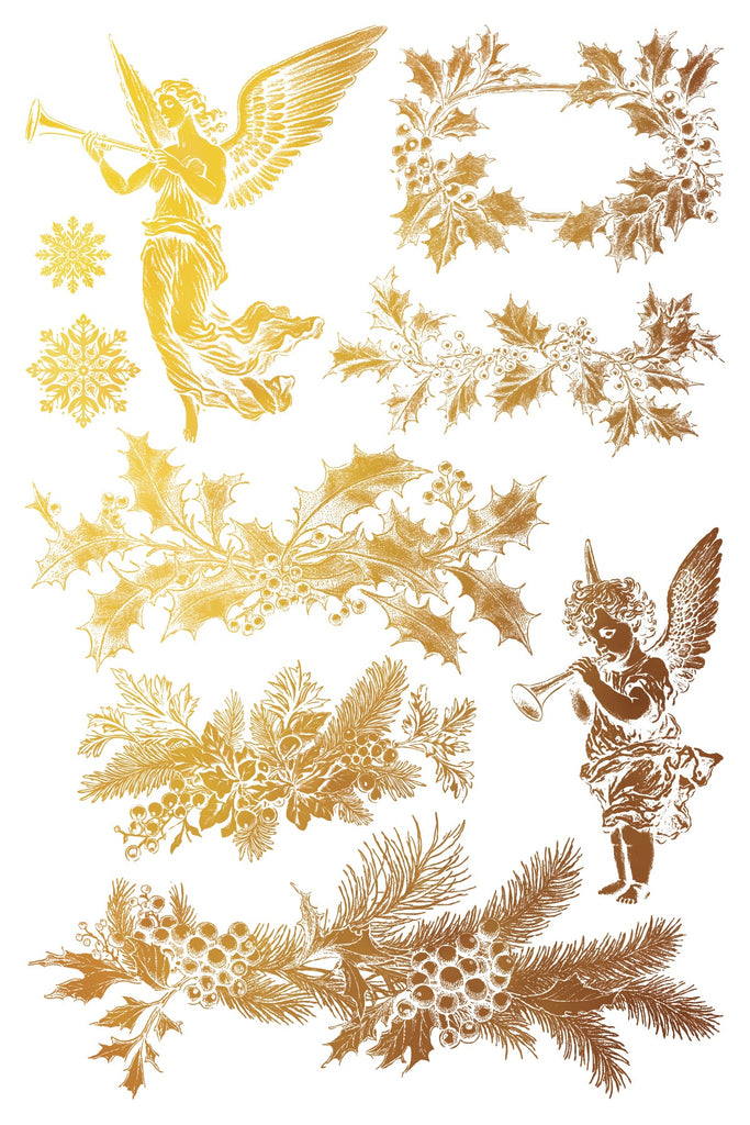 Iron Orchid Design Tinsel 8 pages 8x12 Pad™ Gold Foil DECOR TRANSFER™ Limited Edition - Foil Decor Transfer