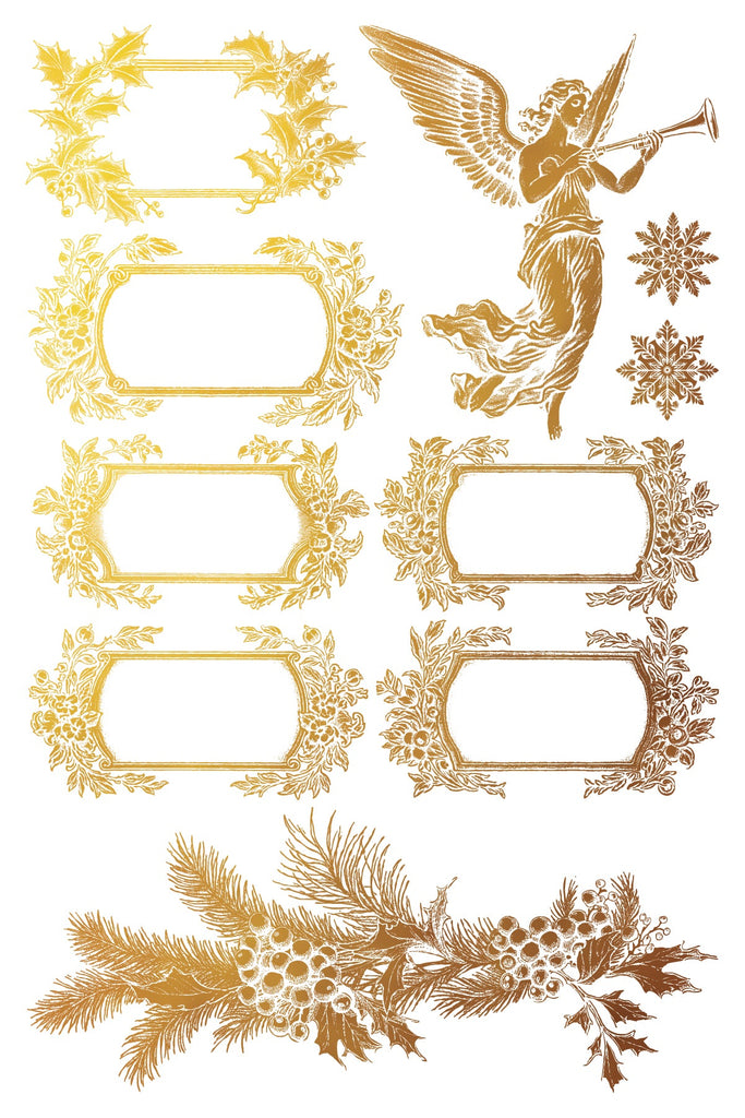 Iron Orchid Design Tinsel 8 pages 8x12 Pad™ Gold Foil DECOR TRANSFER™ Limited Edition - Foil Decor Transfer