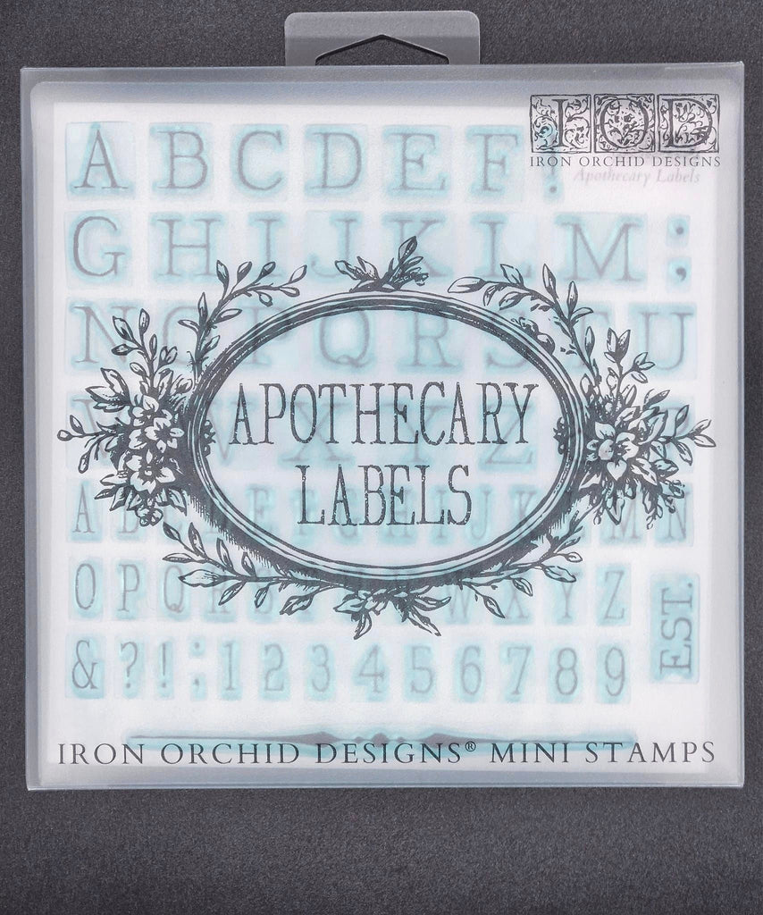 Iron Orchid Designs Apothecary Labels Stamp 6 x 6 with case-BluebirdMercantile