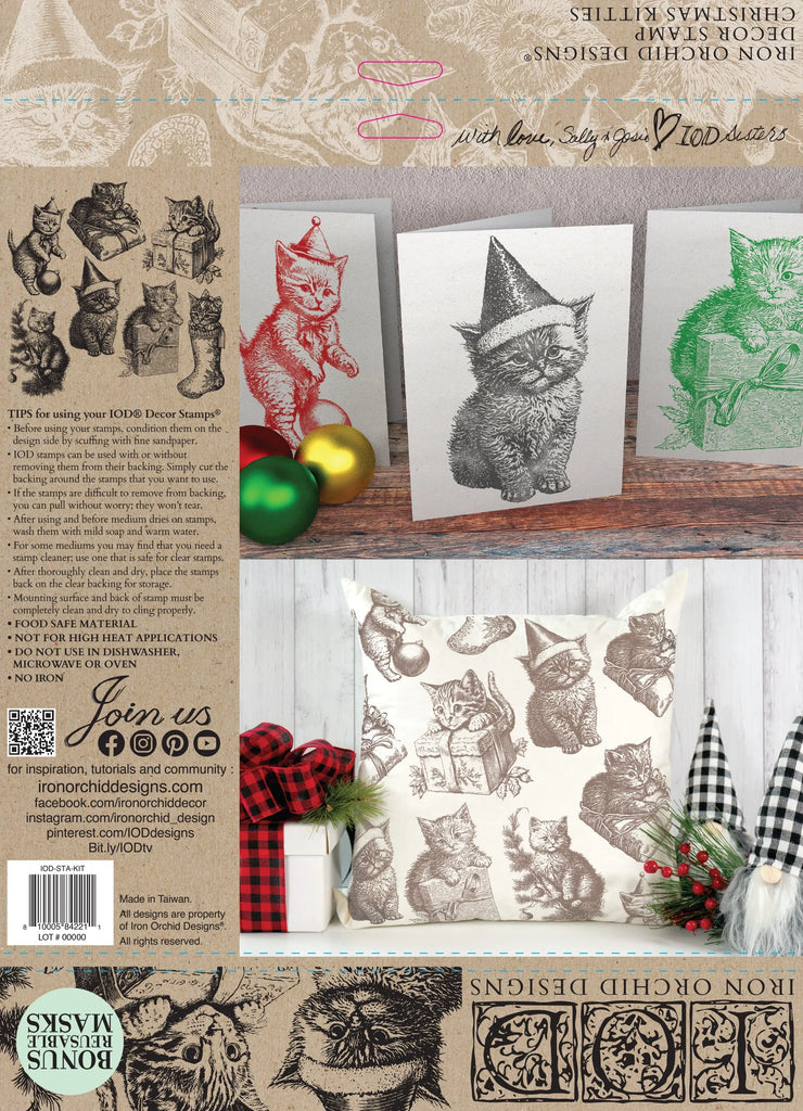 Iron Orchid Designs Christmas Kittens 12 in x 12 in Decor Stamps Limited Edition-BluebirdMercantile