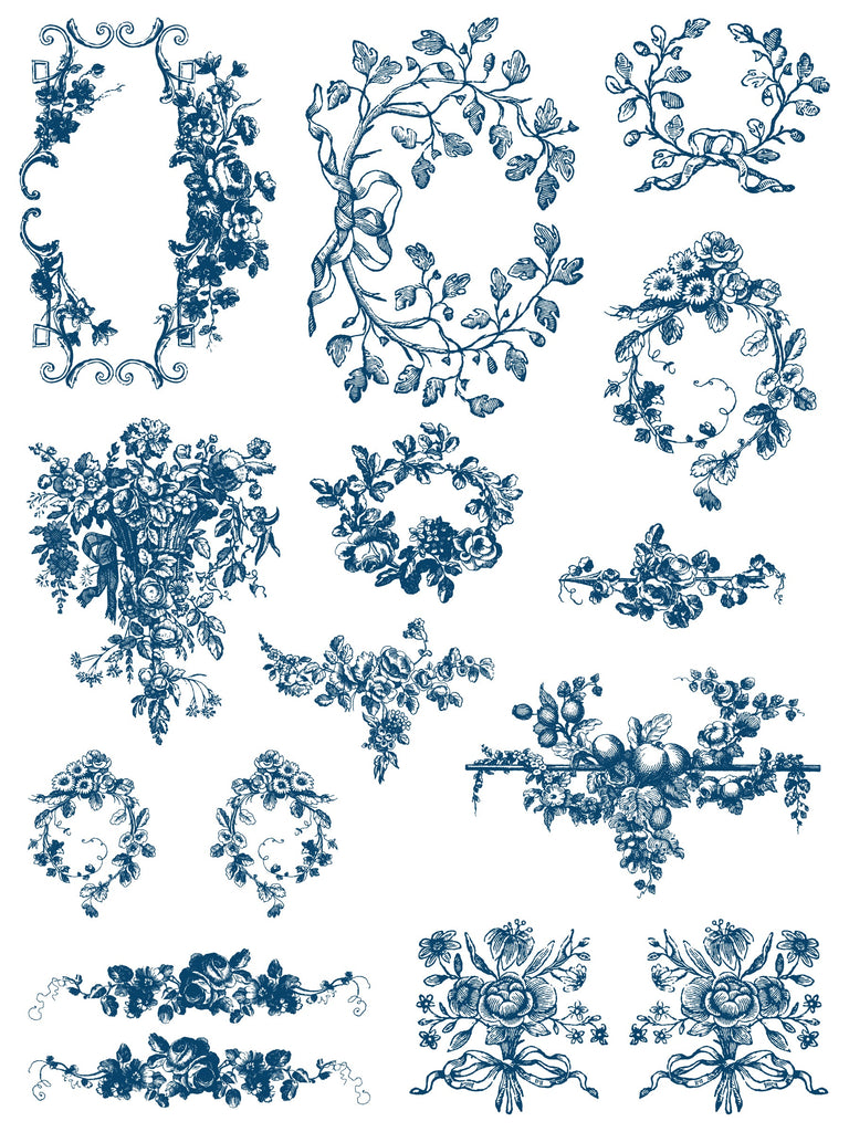 Iron Orchid Designs Delft Traditions Azure IOD Paint Inlay 12x16 Pad™ 8 sheets-BluebirdMercantile