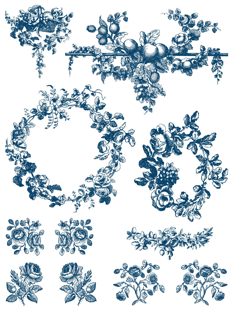 Iron Orchid Designs Delft Traditions Azure IOD Paint Inlay 12x16 Pad™ 8 sheets-BluebirdMercantile