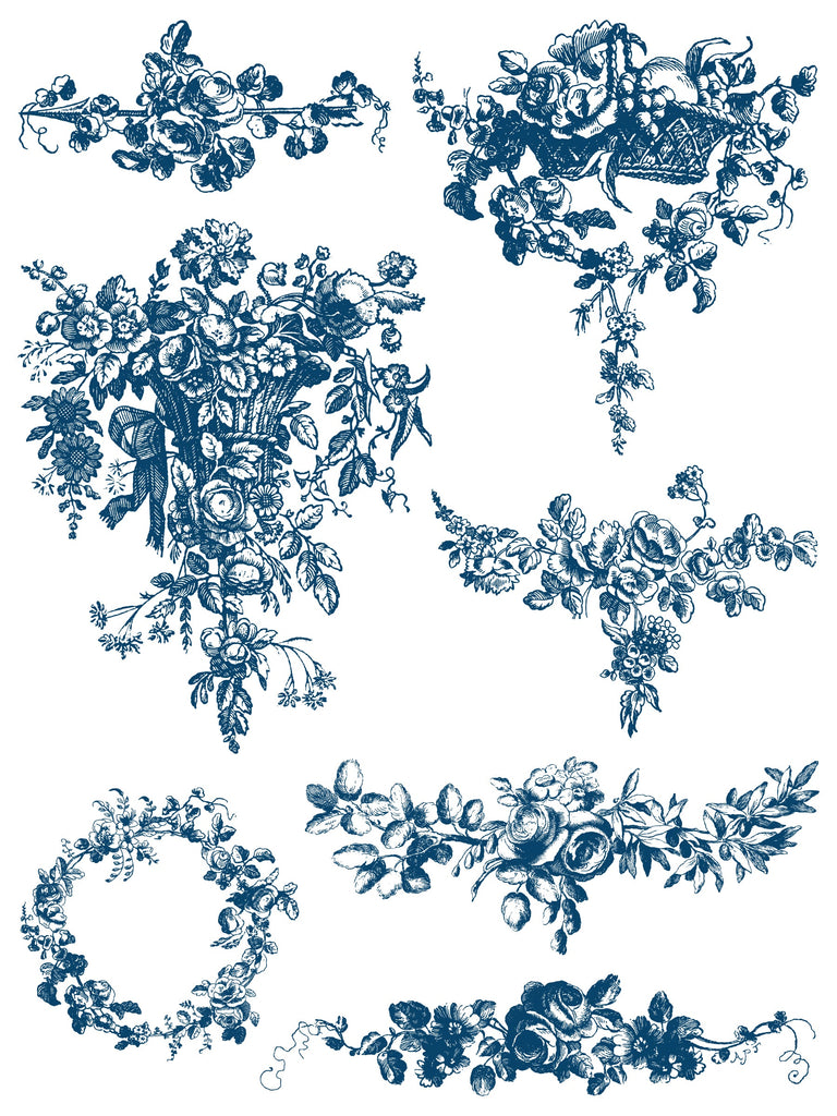 Iron Orchid Designs Delft Traditions Azure IOD Paint Inlay 12x16 Pad™ 8 sheets-BluebirdMercantile