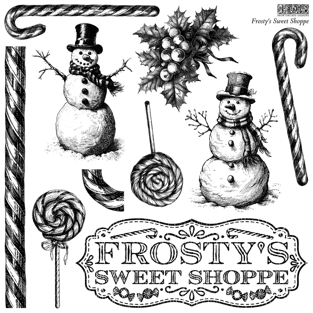 Iron Orchid Designs Frosty’s Sweet Shoppe 12x12 IOD Stamp™ Limited Edition - Decor Stamps