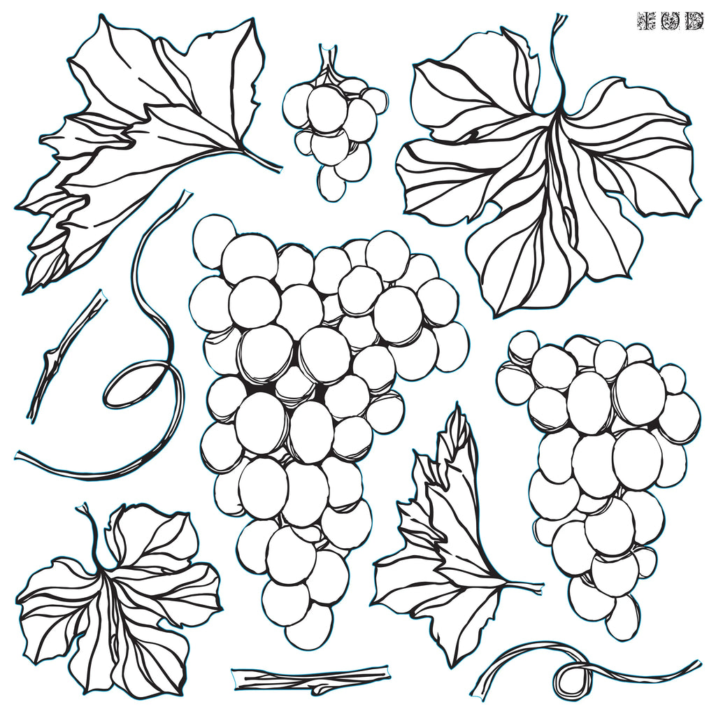 Iron Orchid Designs Grapes 12×12 DECOR STAMP-BluebirdMercantile