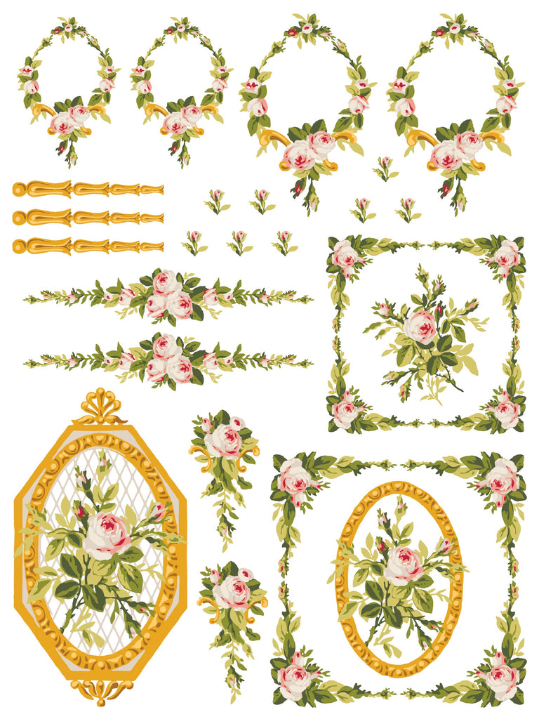 Iron Orchid Designs Petite Fleur Pink IOD Paint Inlay 12x16 Pad™ 4 sheets-BluebirdMercantile