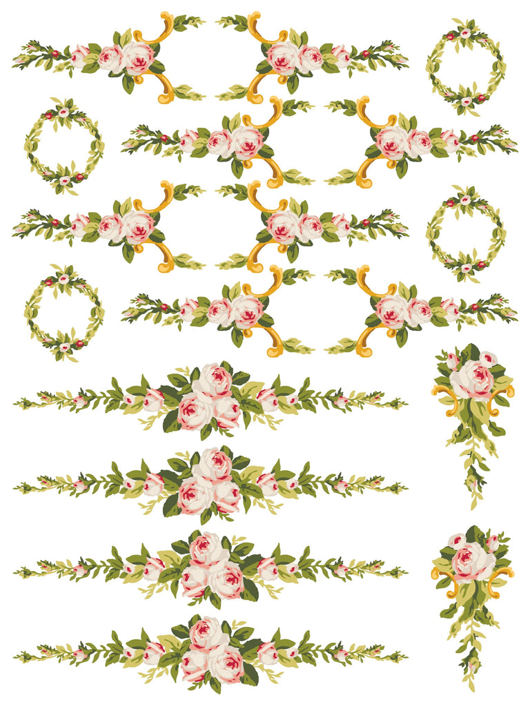 Iron Orchid Designs Petite Fleur Pink IOD Paint Inlay 12x16 Pad™ 4 sheets-BluebirdMercantile