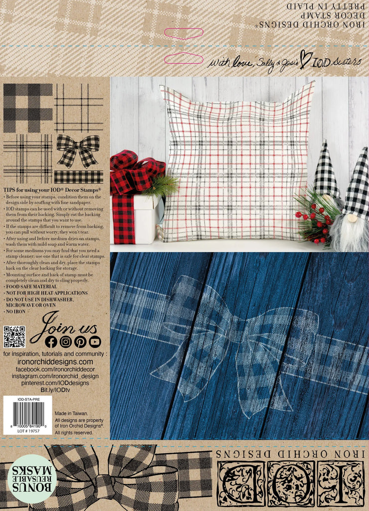 Iron Orchid Designs PRETTY IN PLAID Decor Stamp 12 x 12 More is on it's way!-BluebirdMercantile