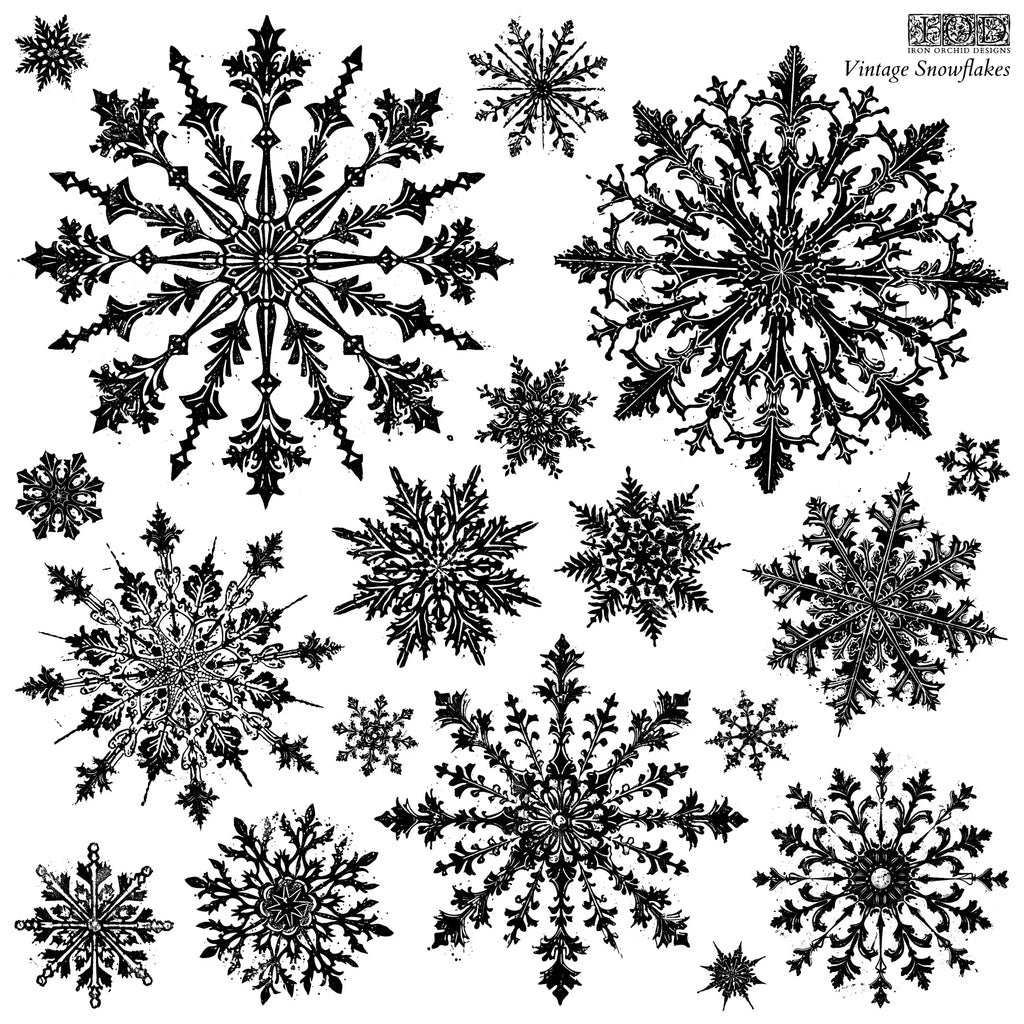 Iron Orchid Designs Vintage Snowflakes 12x12 IOD Stamp™ Limited Edition - Decor Stamps