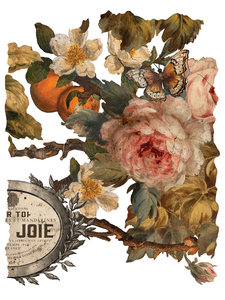 Iron Orchid JOIE de ROSES transfer pad 8 sheets 12 x 16 Decor Transfer-BluebirdMercantile