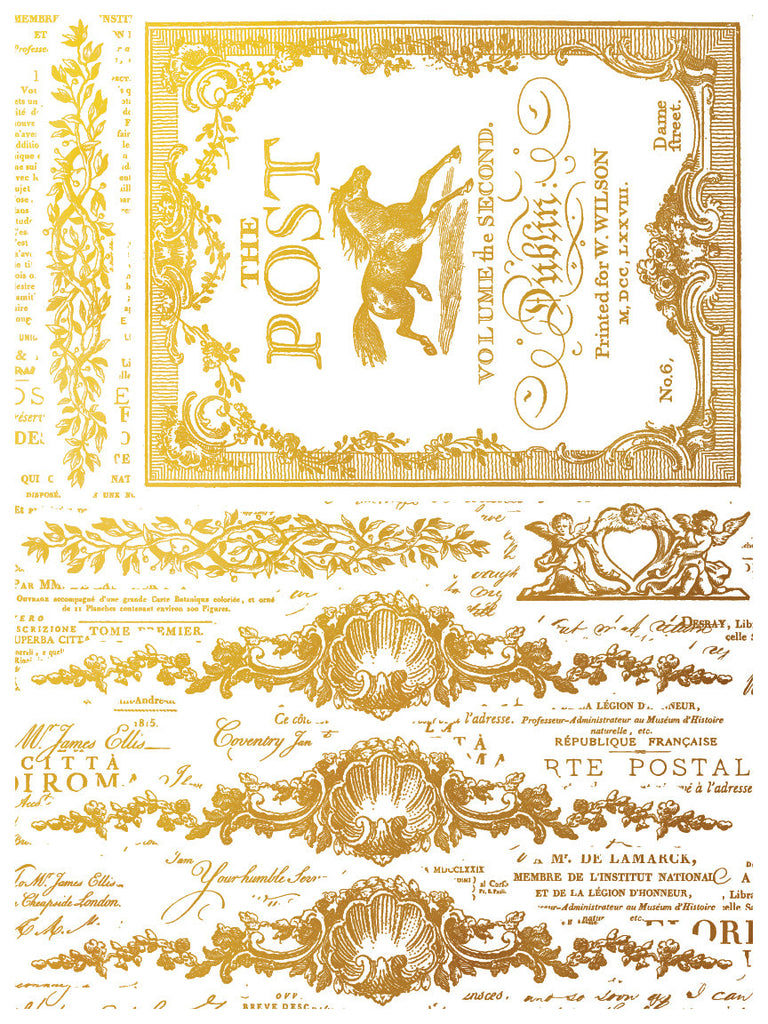 New! Iron Orchid Design Étiquettes Gilded IOD Foil Transfer 12x16 Pad™IOD Foil Transfer 12x16 Pad™ 4 pages Gold Foil-BluebirdMercantile